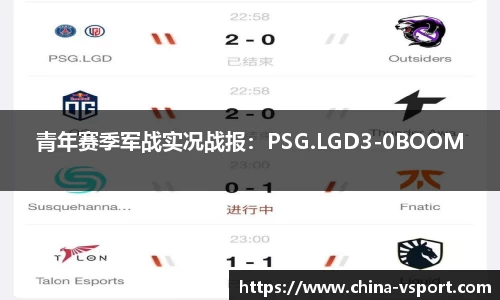 青年赛季军战实况战报：PSG.LGD3-0BOOM